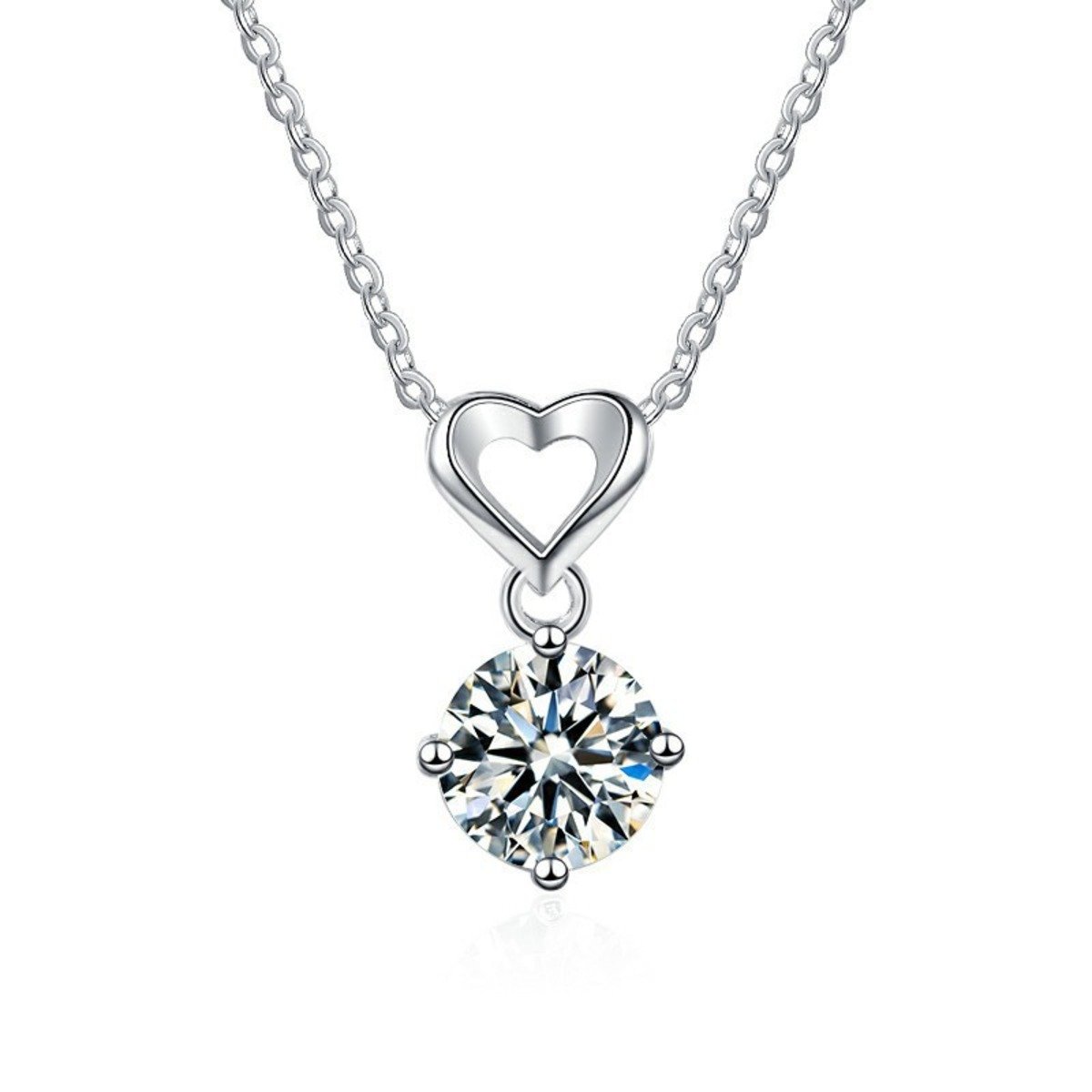 Moissanite Heart Necklace – 925 Sterling Silver Pendant, 1 Carat Jewelry 6 Moissanite Heart Necklace – 925 Sterling Silver Pendant, 1 Carat Jewelry 6