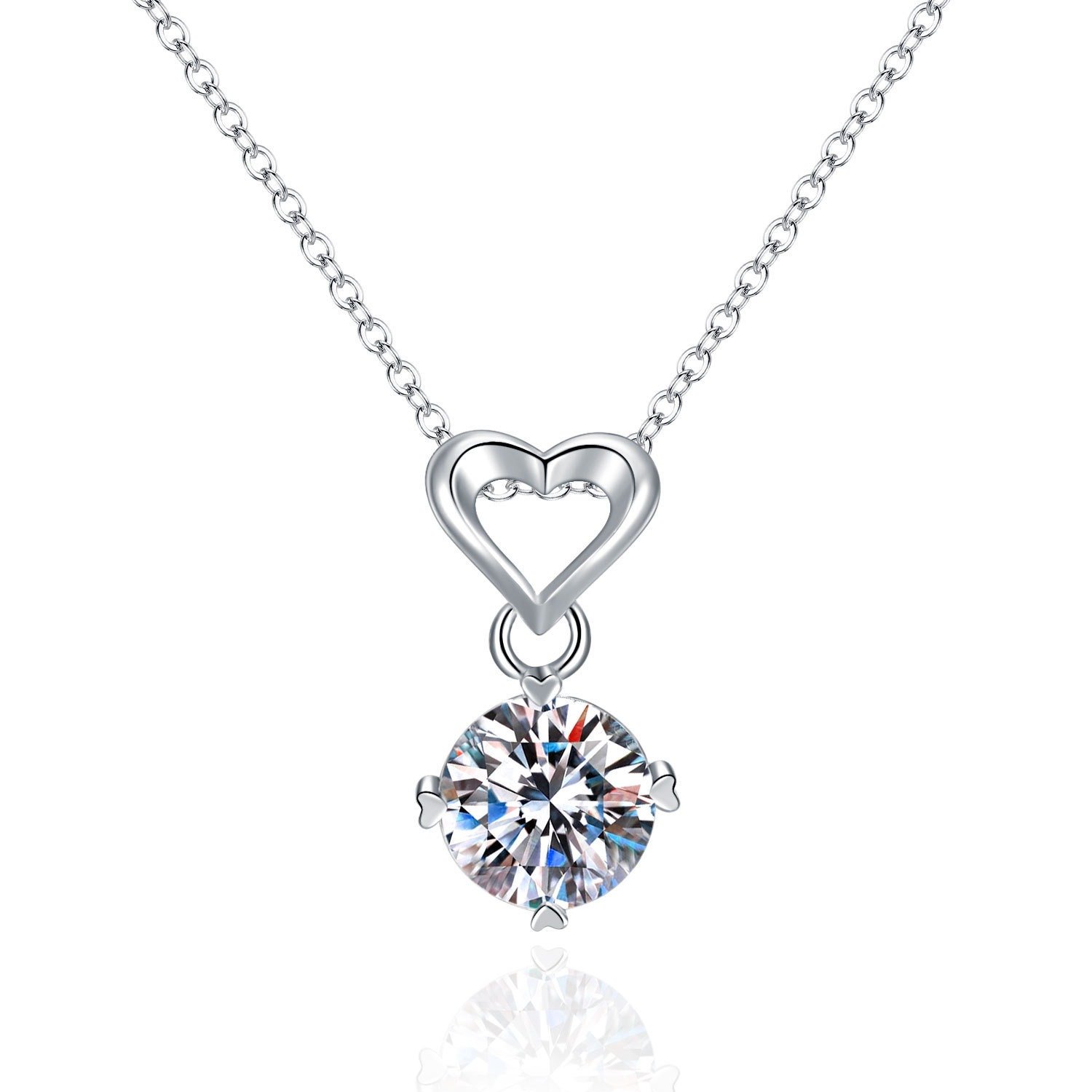 Moissanite Heart Necklace – 925 Sterling Silver Pendant, 1 Carat Jewelry 3 Moissanite Heart Necklace – 925 Sterling Silver Pendant, 1 Carat Jewelry 3