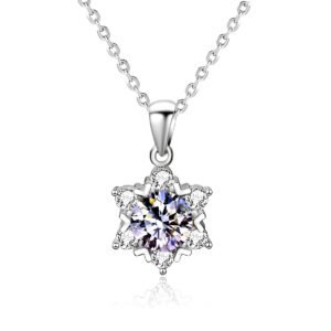 Moissanite Snowflake Necklace – 925 Sterling Silver Pendant, 1 Carat New Arrivals Moissanite Snowflake Necklace – 925 Sterling Silver Pendant, 1 Carat New Arrivals