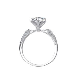 Moissanite Solitaire Ring – Crown Setting, Sterling Silver, 1 Carat Jewelry