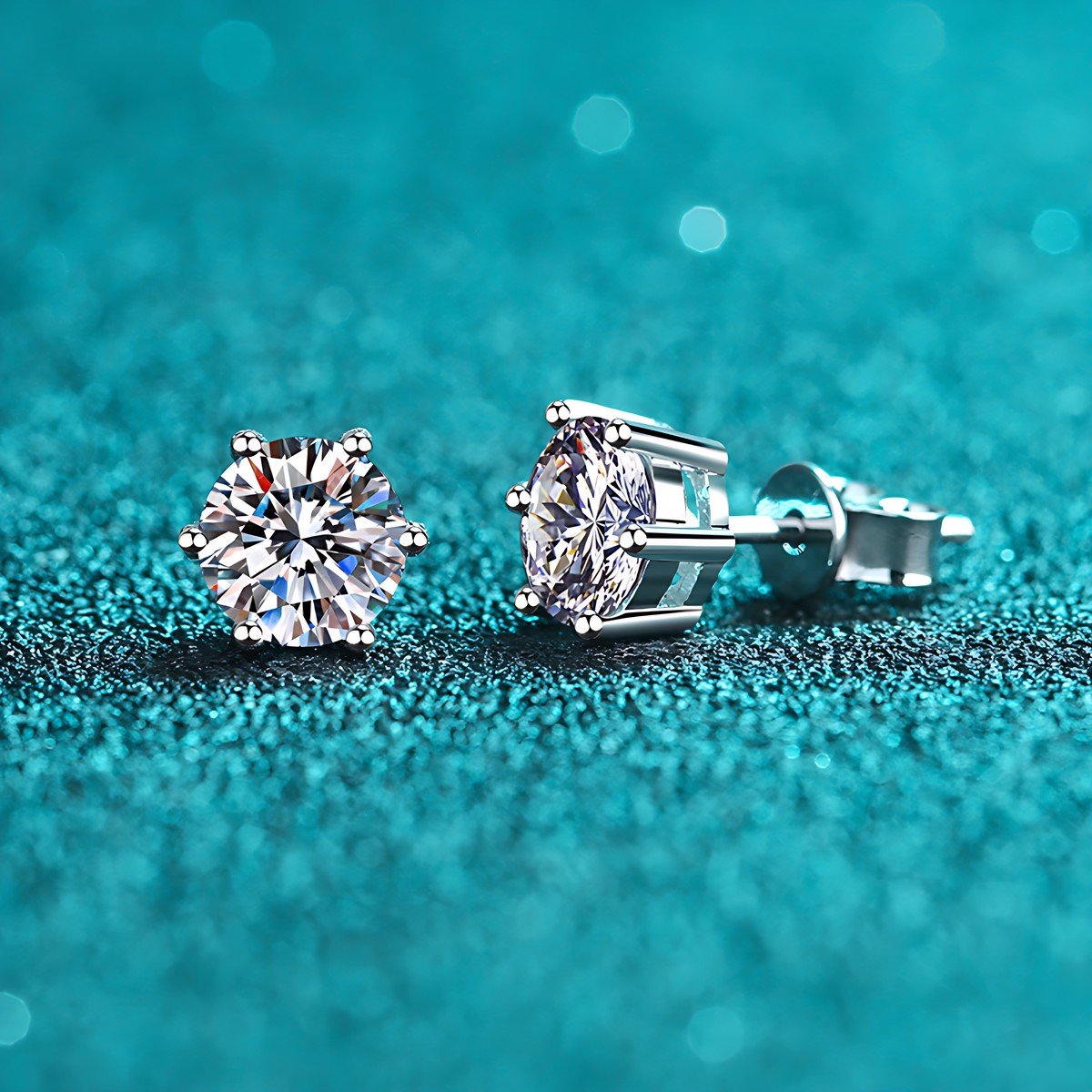 Moissanite Stud Earrings – 6-Prong Round Studs, Sterling Silver Earrings 5 Moissanite Stud Earrings – 6-Prong Round Studs, Sterling Silver Earrings 5