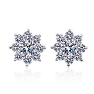 Snowflake Stud Earrings – Moissanite & 925 Sterling Silver, 1 ct Pair Earrings Snowflake Stud Earrings – Moissanite & 925 Sterling Silver, 1 ct Pair Earrings